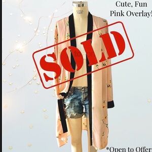 * Only 1 made like this! FLIRTY Light Pink Floral Robe, Beach Cover Up, Duster.